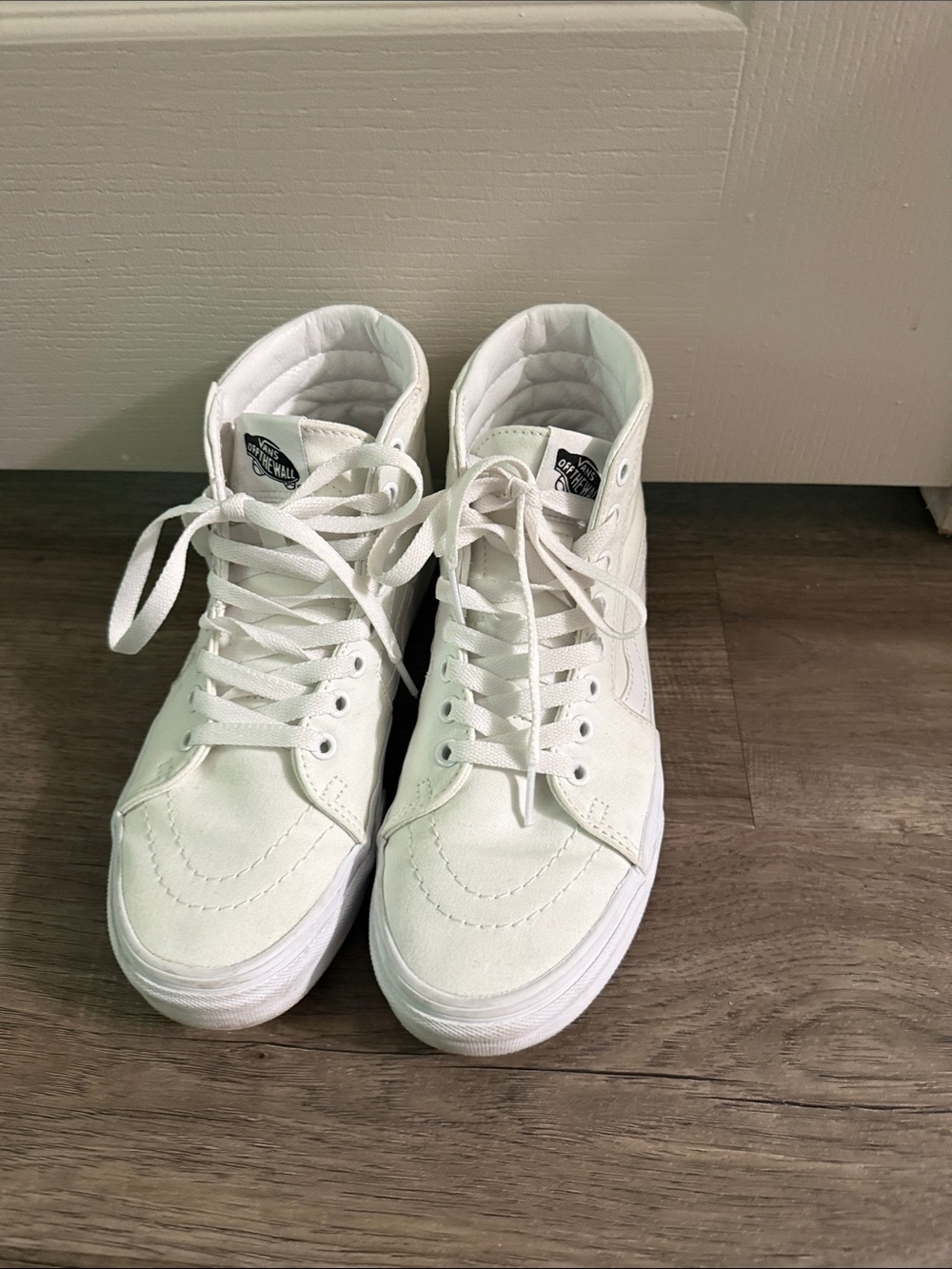 Vans White High-Top Canvas Sk8-Hi Sneakers